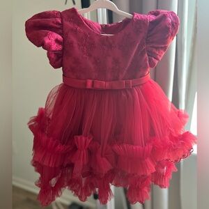 NWOT Puff sleeve Baby girl red dress